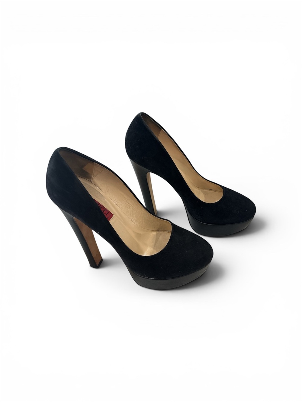 VINTAGE Y2K BRUNO RICCI made in Italy Genuine Leather Black Sued Pumps Size 8.5